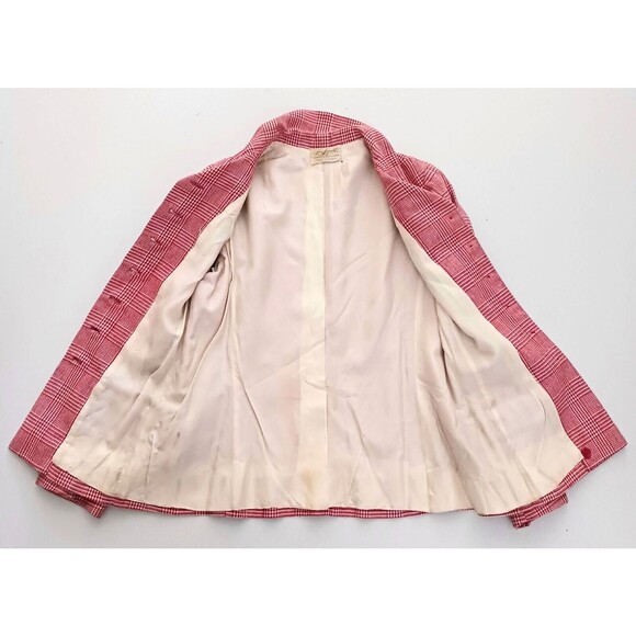 Vtg Henri Bendel Limited Edition Red Wool Plaid Tailored Jacket Made France Sz S - Picture 8 of 13